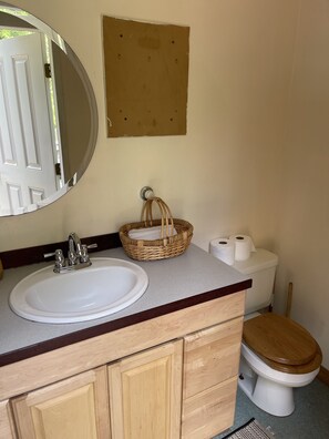 Serviettes fournies, shampooing, papier de toilette
