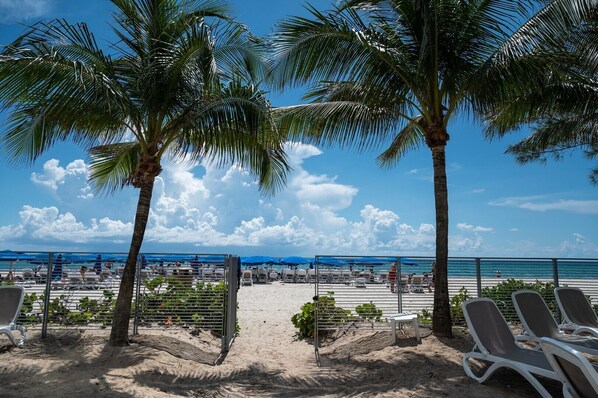 On the beach, beach towels