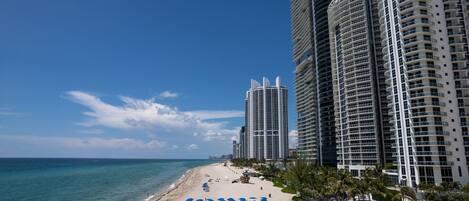 On the beach, beach towels