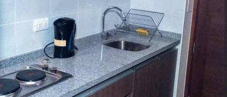 Microwave, oven, stovetop, electric kettle