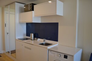 Mini-fridge, microwave, stovetop, griddle