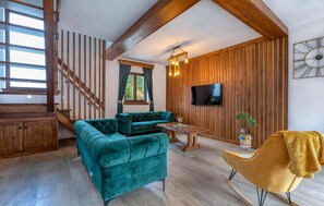 Smart-TV, Kamin, Tischfußball, Stereoanlage