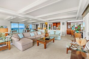 Suite, Multiple Beds, Oceanfront (2 Baths) | Living area | TV
