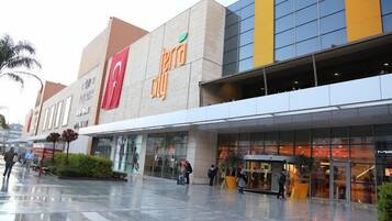 A modern shopping mall with a prominent Terra City sign.