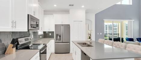 Microwave, dishwasher, coffee/tea maker