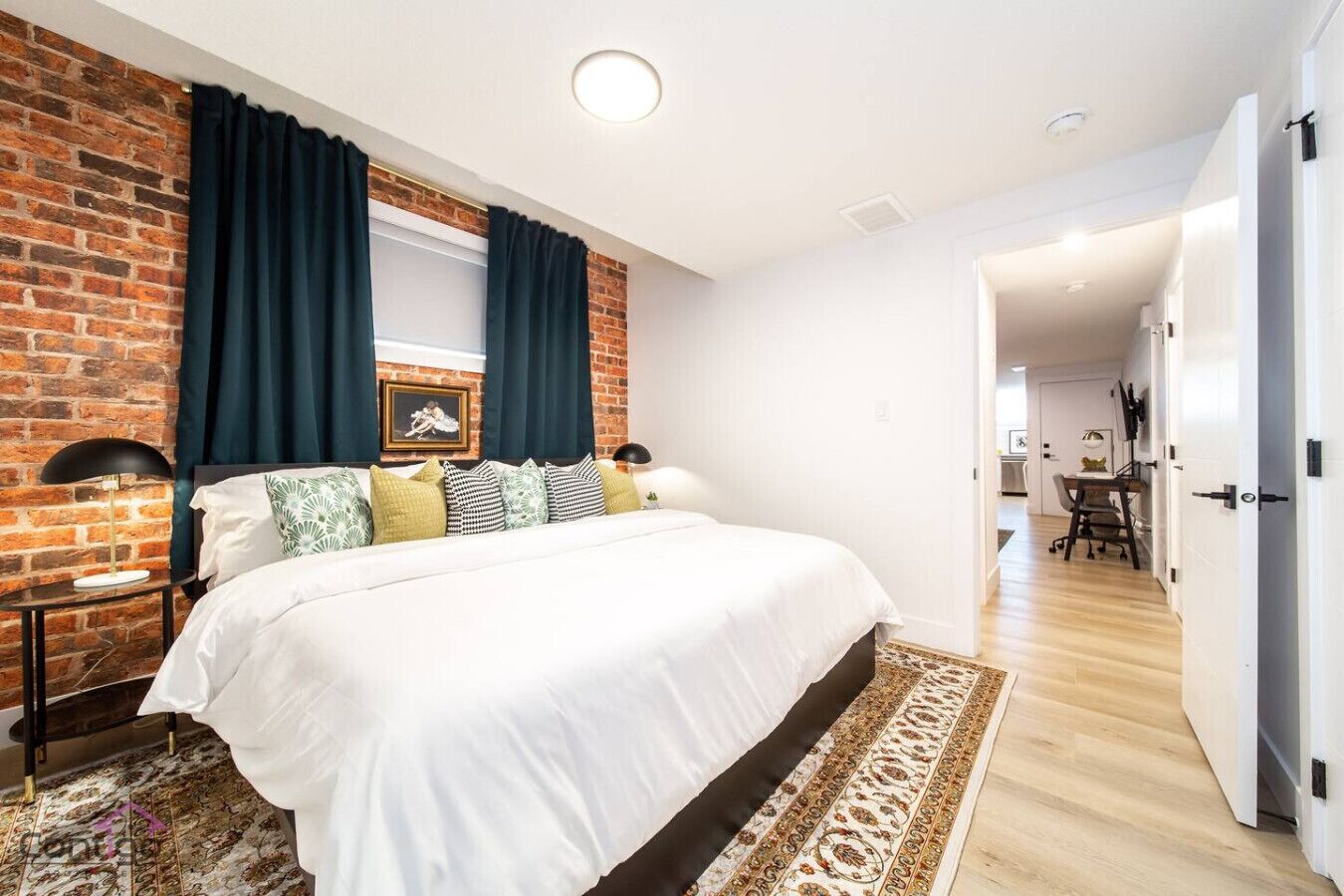 1 bedroom, desk, iron/ironing board, travel crib