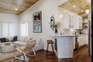 Smart TV, fireplace, stereo