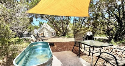 Lux glamping getaway with private hot tub + pool