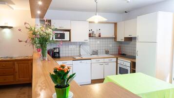 Fridge, microwave, oven, dishwasher