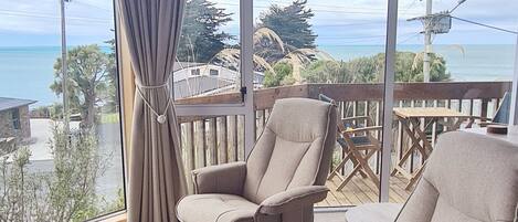 Deluxe Studio, Ocean View | Premium bedding, blackout curtains, iron/ironing board, free WiFi