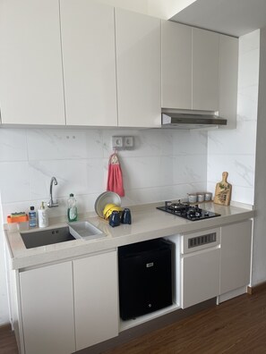 Kühlschrank, Herdplatte, Geschirrspüler, Wasserkocher