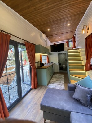 Mini-fridge, stovetop, griddle, cookware/dishes/utensils - RayLife Tinyhause (Ardesen)