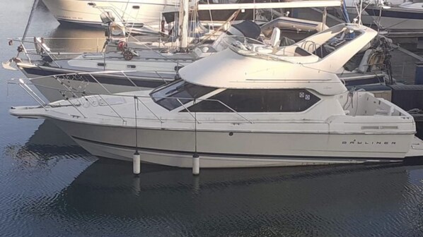 Enjoy a serene waterfront setting with a variety of yachts available for exploration.