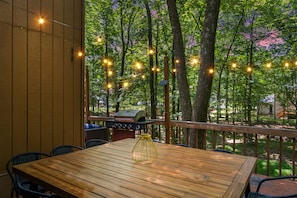 Outdoor dining - Hot Tub, Fire Pit, Game Room; 4BR Cozy Poconos! (East Stroudsburg)