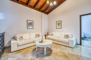 TV, fireplace - Rural finca in Mallorca El Palmeral with pool (Petra)