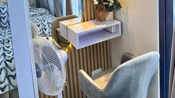 1 bedroom, desk, soundproofing, iron/ironing board