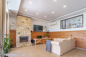 Smart TV, fireplace, video games, books