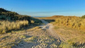 A sandy path leading through a natural landscape with dunes and vegetation. - Coastal East View in St Helens (Ryde)