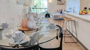 Comfort Apartment | Private kitchen | Fridge, microwave, oven, stovetop