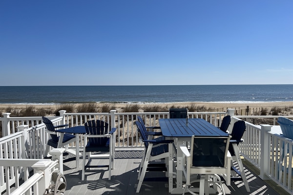 Ocean front deck overlooking sand dune