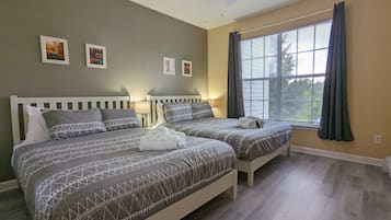 2 bedrooms, desk, iron/ironing board, travel crib