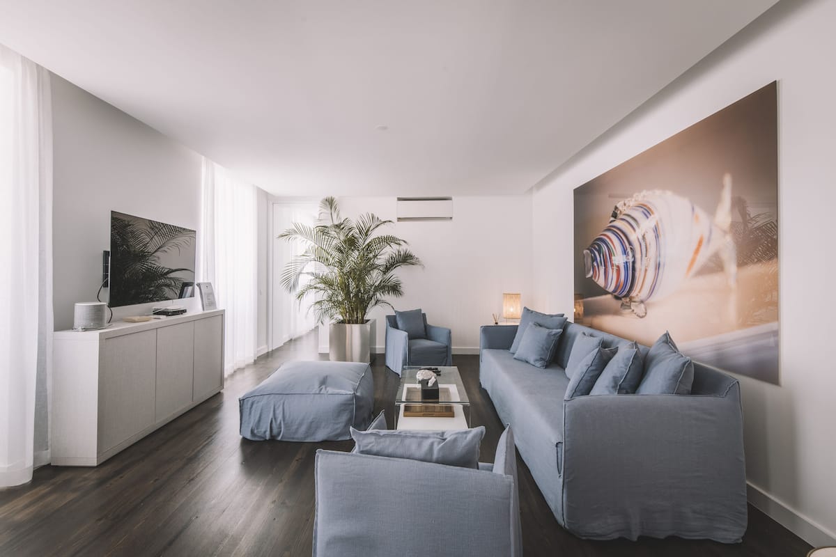 Apartamento luxo, 1 quarto, vista para o oceano | Área de estar