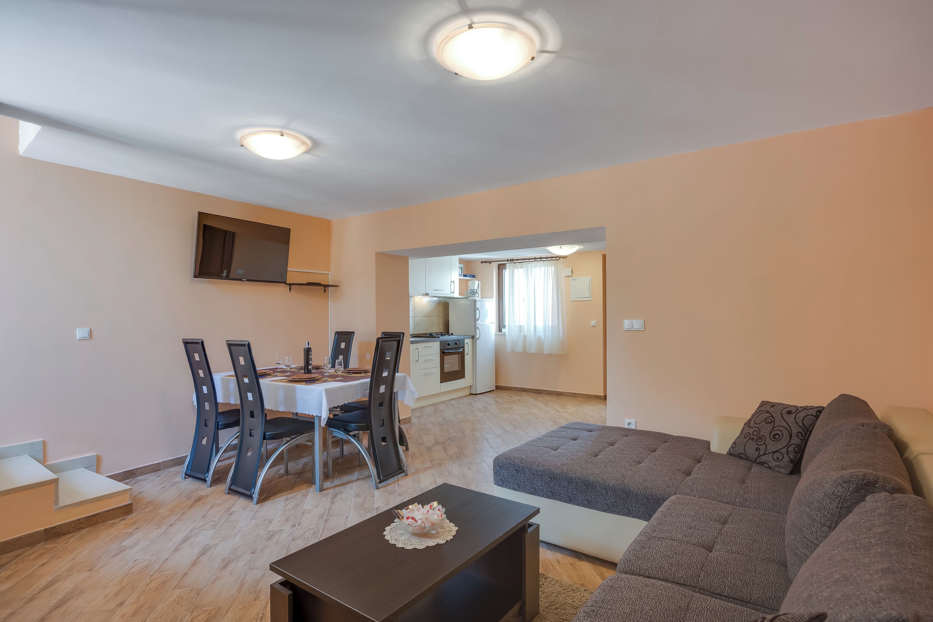 Family House, Multiple Bedrooms (Holiday Home Ema) | Living area | 21-inch flat-screen TV with satellite channels, TV