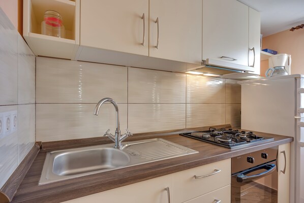 Casa familiar, varias habitaciones (Holiday Home Ema) | Cocina privada | Refrigerador, microondas, horno y parrilla de estufa 