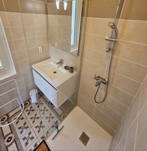 Shower, soap, toilet paper