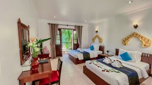 Cabana Double or Twin with Balcony Pool View | Minibar, in-room safe, free WiFi, bed sheets