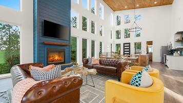 Smart TV, fireplace, foosball, stereo