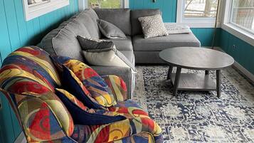 Smart TV, DVD player, books, video library