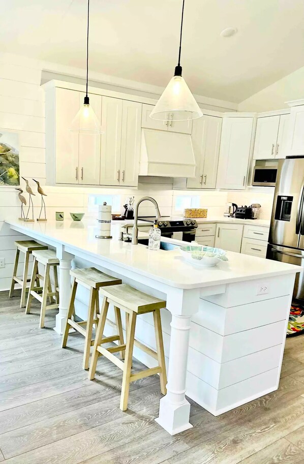 Fridge, microwave, oven, toaster