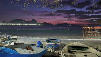 On the beach, white sand