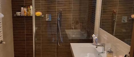 Dusche, Haartrockner, Bidet, Handtücher