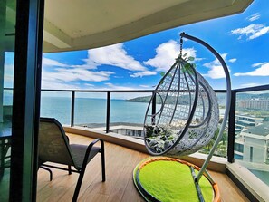 Family Suite, 2 Queen Beds, Sea View | Balcony view