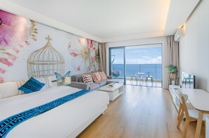 Departamento Elite, 1 cama Queen size, vista al mar | Ropa de cama de alta calidad, edredón y camas con efecto memoria 