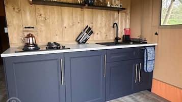 Fridge, oven, stovetop, electric kettle