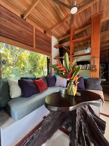 Brand New, PRIVATE, beach house with tropical garden 200 meters walk to beach