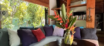 Brand New, PRIVATE, beach house with tropical garden 200 meters walk to beach