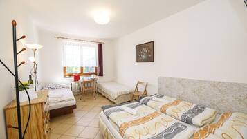 Desk, free WiFi, bed sheets