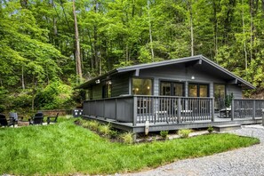 Exterior - Modern 3BR Mountain Lodge! HUGE Yard + Fire Pit! (Gatlinburg)