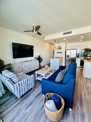 Smart-TV, Kamin, Musikbibliothek, Videothek