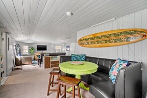 Smart TV, foosball, books