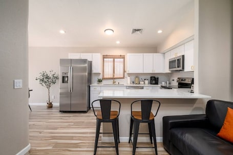 Fridge, microwave, oven, stovetop. Central Tucson Remodeled Townhome