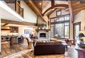 TV connectée, cheminée, livres