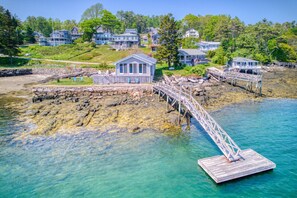 Exterior - Oceanfront with private dock and float. Three bedroom, two bathroom cottage on Linekin Bay (Boothbay Harbor)
