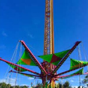 Experience the thrill of this iconic amusement park ride with its unique triangular sails.