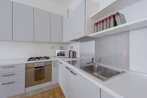Fridge, stovetop, toaster