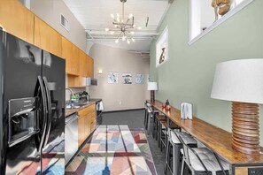 Fridge, microwave, oven, dishwasher